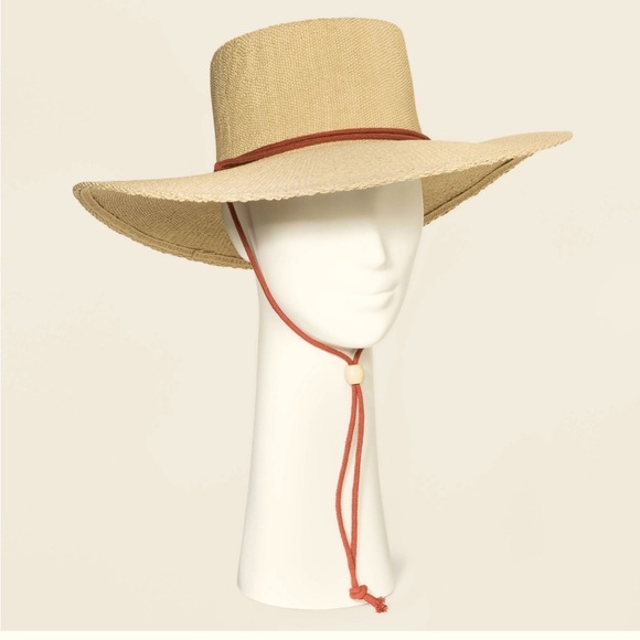 COPY - Universal Thread-Women's Straw Boater Hat with Chin Strap-NEW - Picture 1 of 6